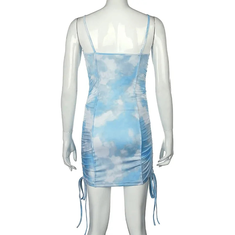 Tie Dye Ruched Dress For Summer Allure