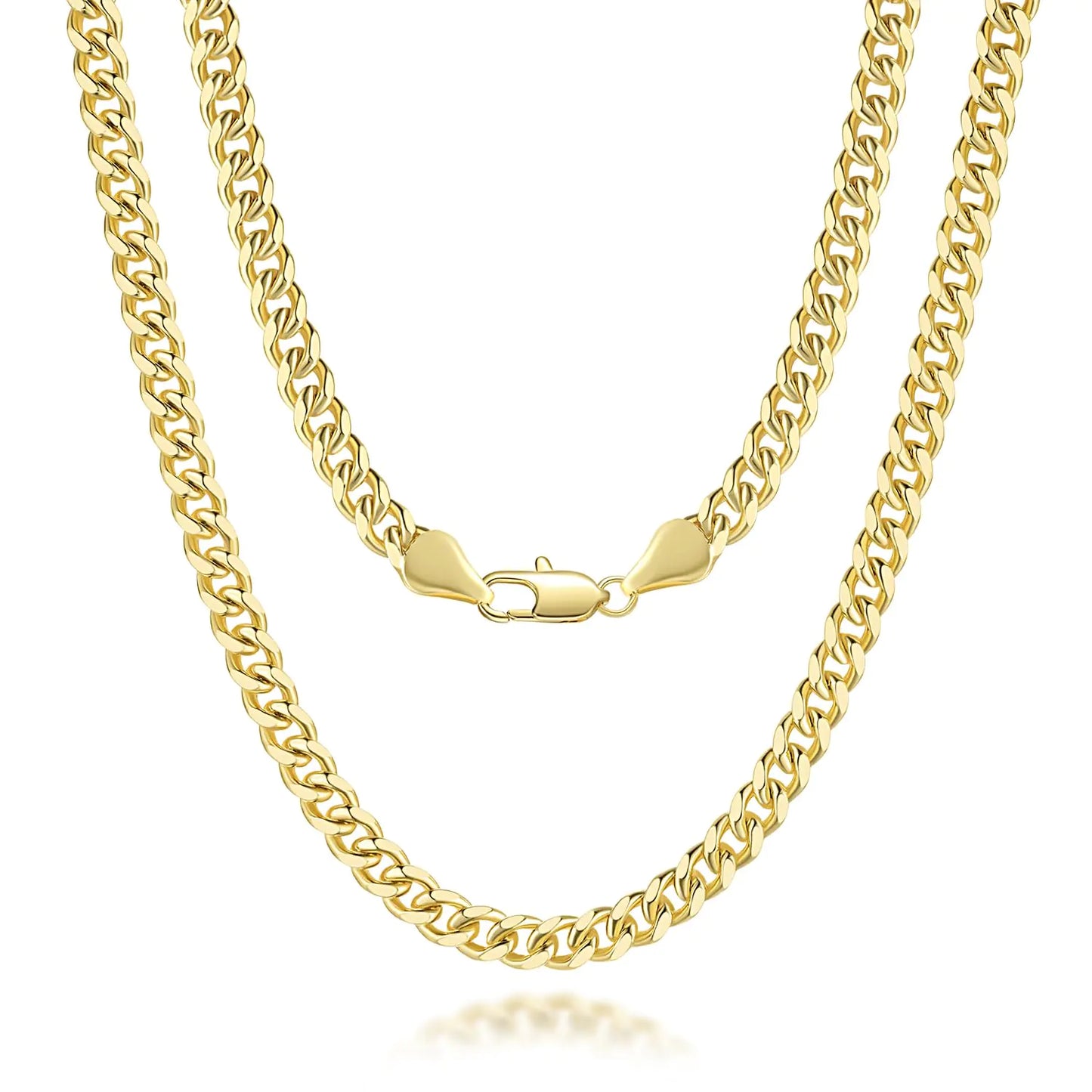 14K Gold Necklace for Women 14K Gold Chain Necklace Woman Mens Necklace Chian Gold Cuban Link Chain for Women & Men Non Tarnish Gold Necklace Gold Jewelry 5MM 16 18 20 22 24 26 30 (Length 24 Inches)