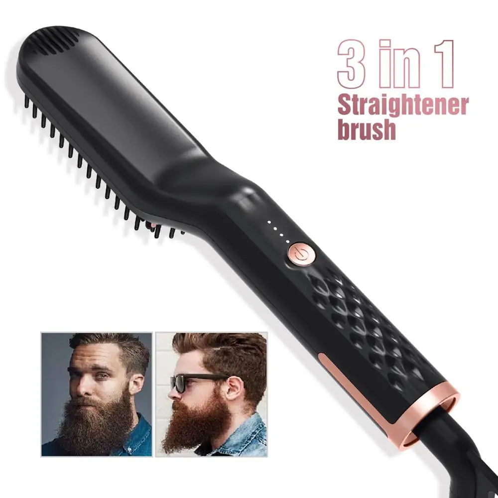 3 In 1 Multifunctional Hair Comb Brush Beard Straightener