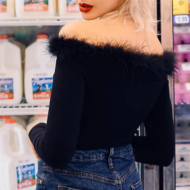 Women's Solid Color Off-Shoulder Long Sleeve Bodysuit