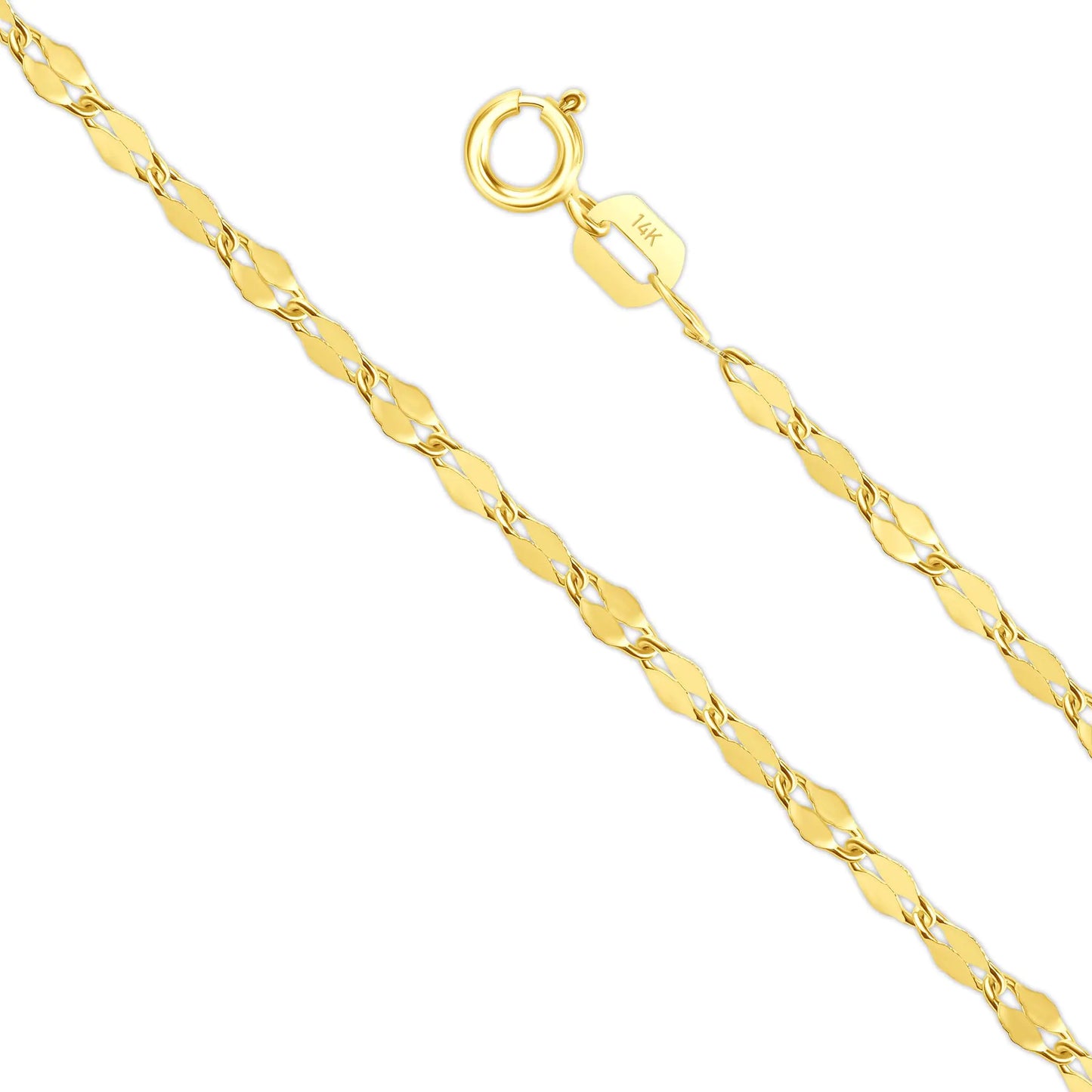 EVAYA 14K Gold Mirror Chain Necklace for Women & Men (1.5mm-2mm Width 14-24" Length) - Cadenas de Oro Puro de 14K (1.5mm 20 Inches 14k Yellow Gold)