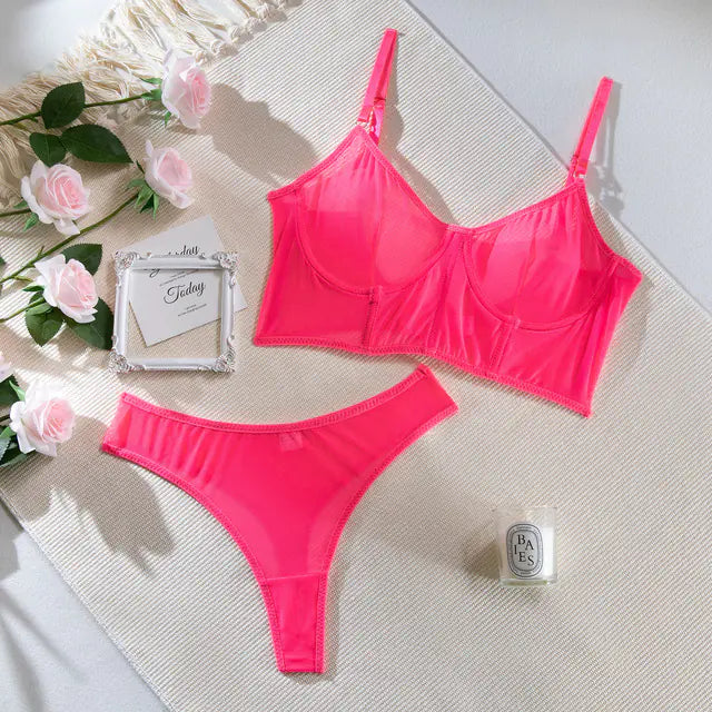 Yimunancy Women's Mesh Bra and Brief Underwear Set