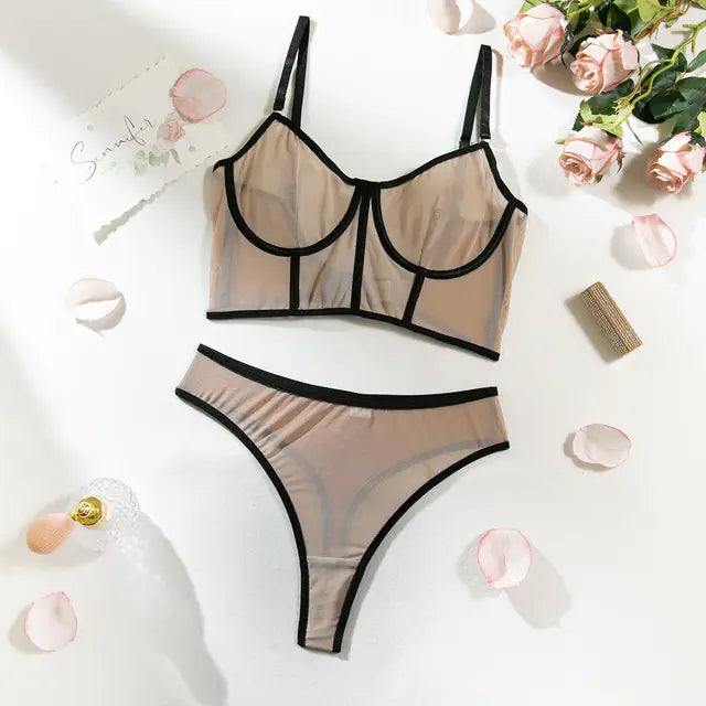 Yimunancy Women's Mesh Bra and Brief Underwear Set