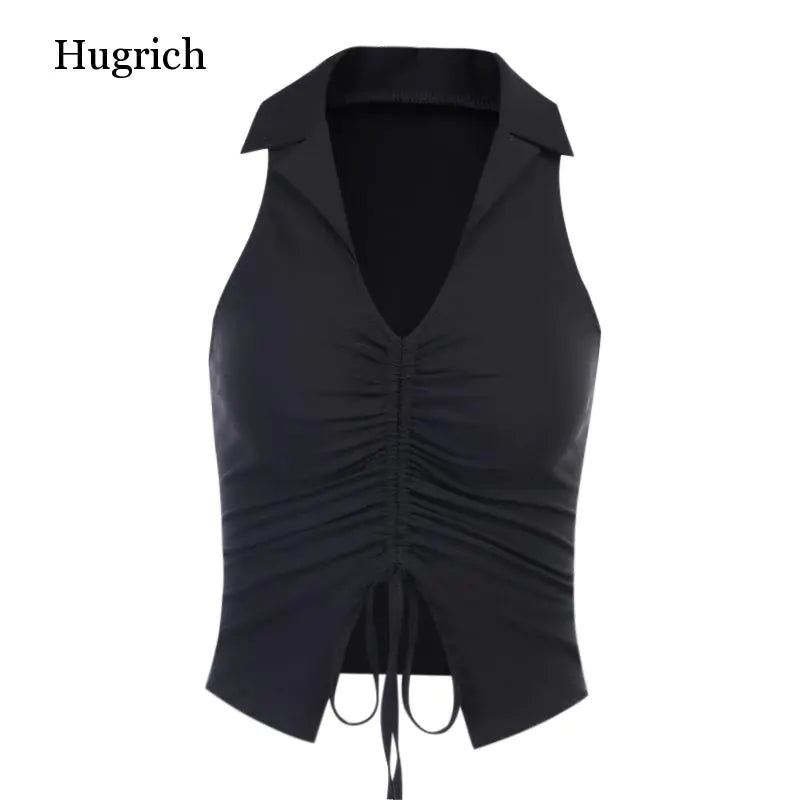 Women's Sleeveless Button Crop Top - Summer Vacation Style