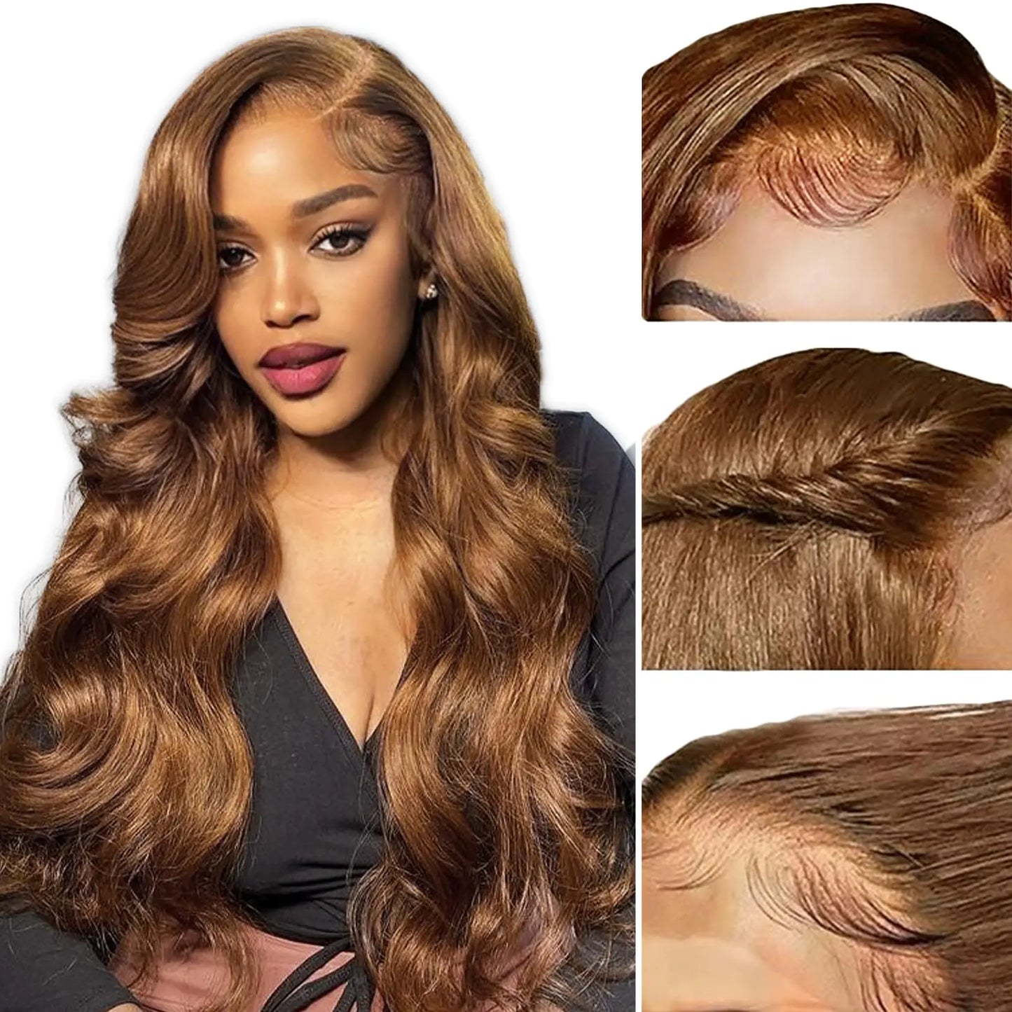 CLong Light Chocolate Brown Lace Front Wig Human Hair 4# Chestnut Brown Body Wave 13x4 Lace Front Wigs Human Hair Pre Plucked Wigs Human Hair for WomenColored Human Hair Lace Front Wig 24inch