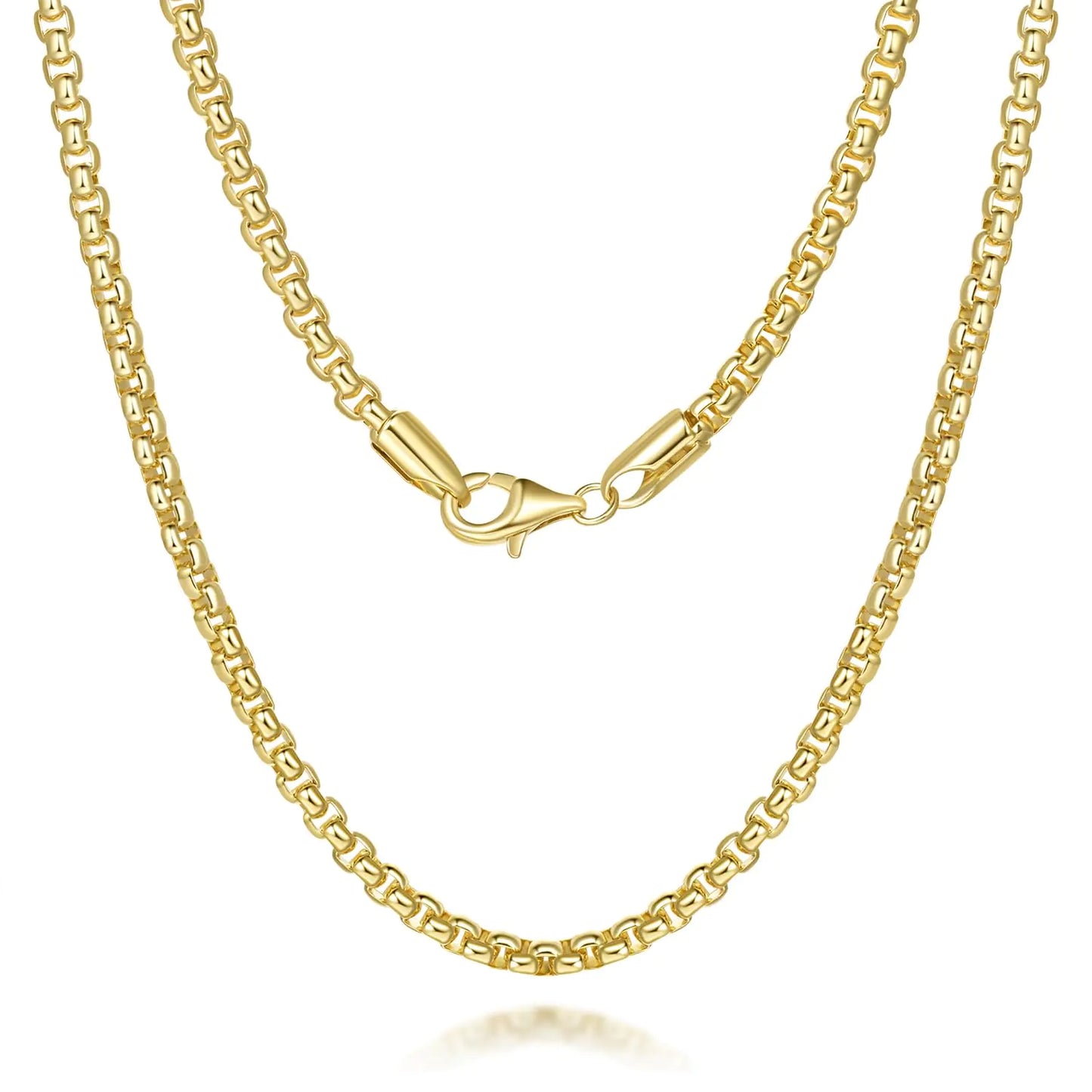 PESFIOLO 14K Gold Necklace for Women Mens Gold Chain for Men 14K Gold Box Chain Necklace for Women Waterproof Jewelry for Women Gold Necklace StackTimeless and Gender-Neutral Style Mens Chain Necklaces 16-30in（30in）