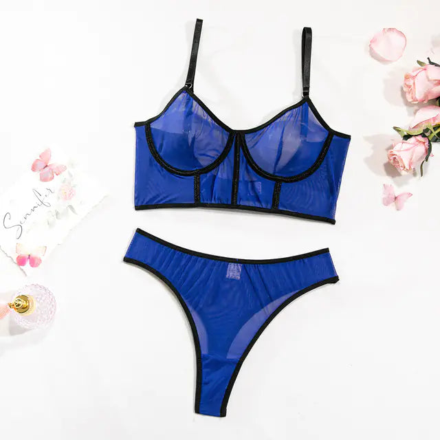 Yimunancy Women's Mesh Bra and Brief Underwear Set