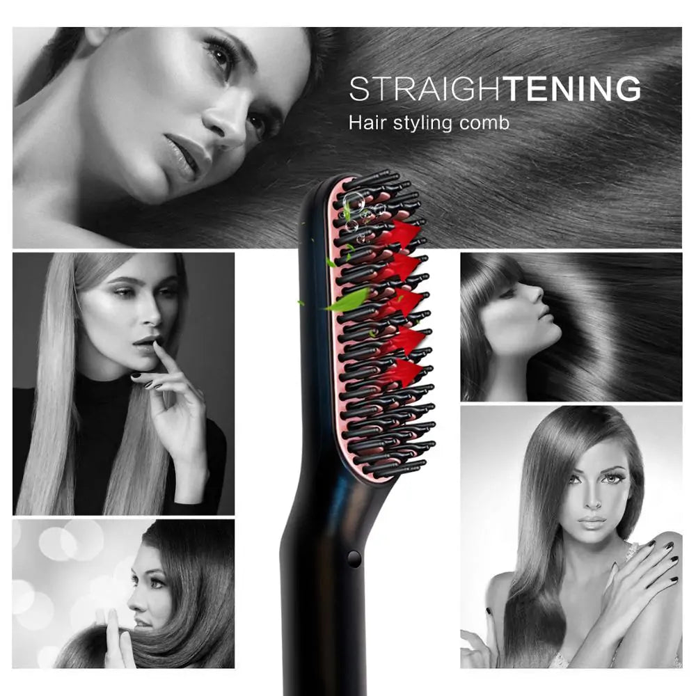 3 In 1 Multifunctional Hair Comb Brush Beard Straightener