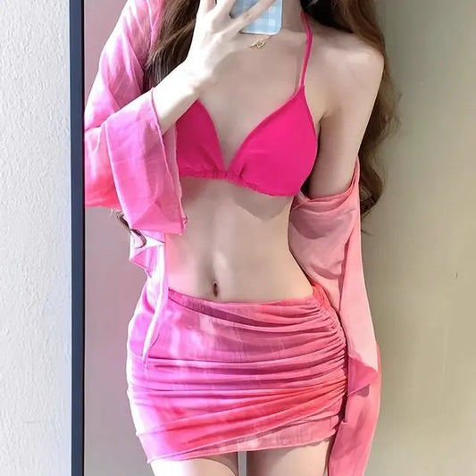 4-Piece Women's Tie Dye Swimsuit Set with Skirt