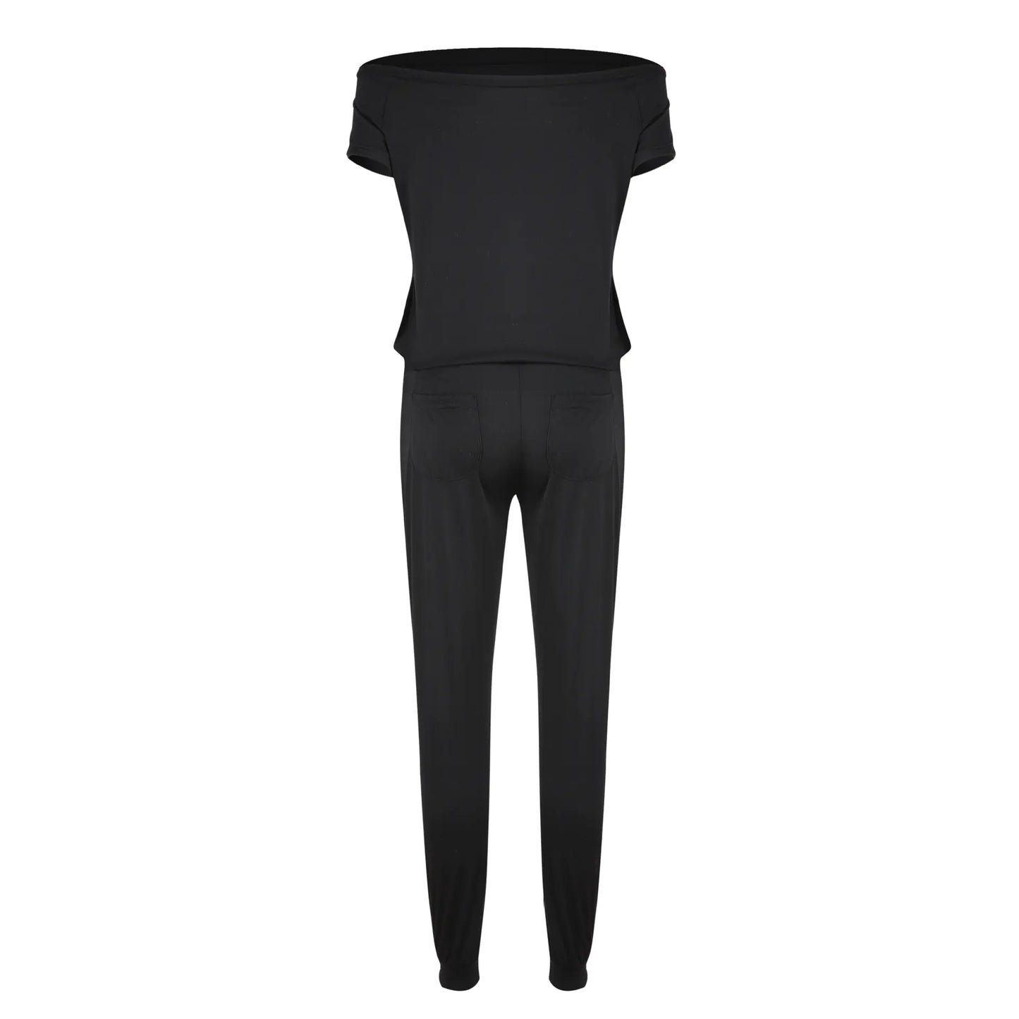 Casual Off-Shoulder Solid Color Short Jumpsuit