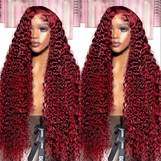 Transparent Lace Front Wig: Deep Remy Hair, 99J Burgundy