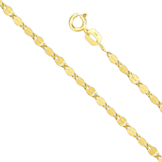 EVAYA 14K Gold Mirror Chain Necklace for Women & Men (1.5mm-2mm Width 14-24" Length) - Cadenas de Oro Puro de 14K (1.5mm 20 Inches 14k Yellow Gold)