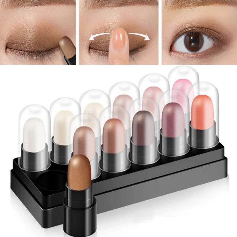 12pcs Eyeshadow Stick Set - Waterproof Glitter Pencils