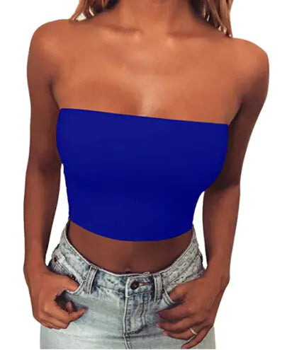 Solid Color Off-Shoulder Crop Top