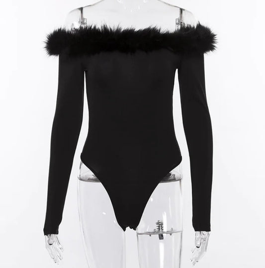 Women's Solid Color Off-Shoulder Long Sleeve Bodysuit