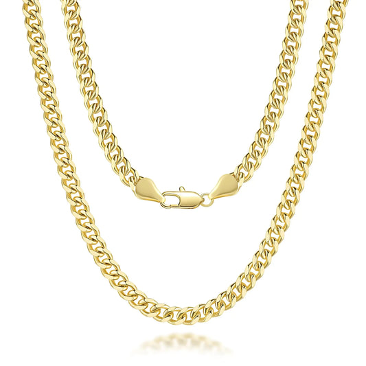 14K Gold Necklace for Women 14K Gold Chain Necklace Woman Mens Necklace Chian Gold Cuban Link Chain for Women & Men Non Tarnish Gold Necklace Gold Jewelry 5MM 16 18 20 22 24 26 30 (Length 24 Inches)